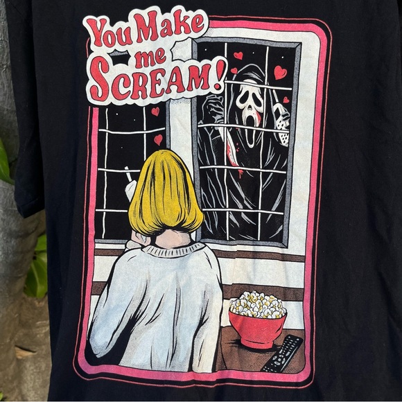 Ghost Face “ You Make Me Scream Shirt ”, Black Graphic Horror Movie T-Shirt - Picture 4 of 6